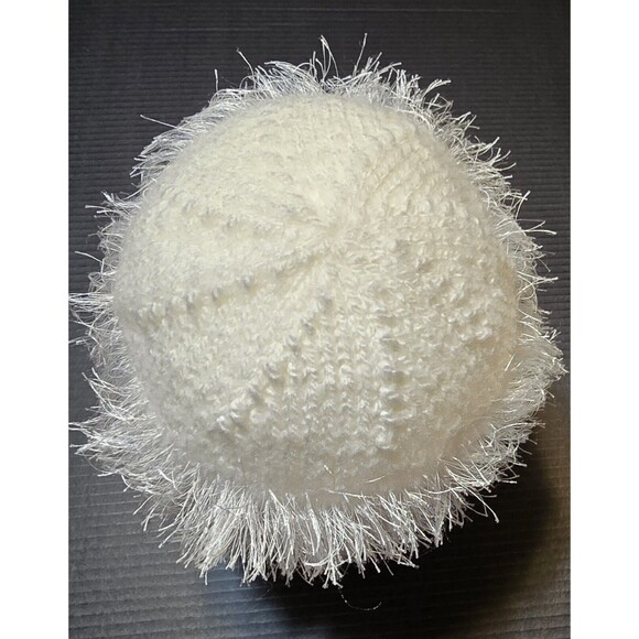 Pearl White Women's Warm Furry Slouchy Stocking Cap Hat Long Eyelash Yarn, NEW - Picture 9 of 15